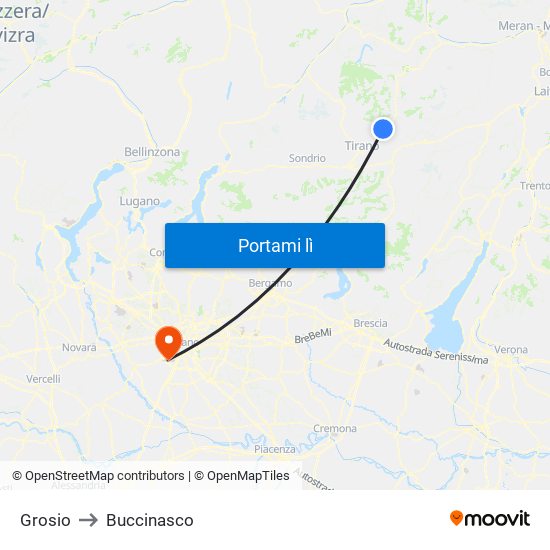 Grosio to Buccinasco map