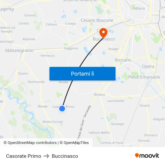 Casorate Primo to Buccinasco map