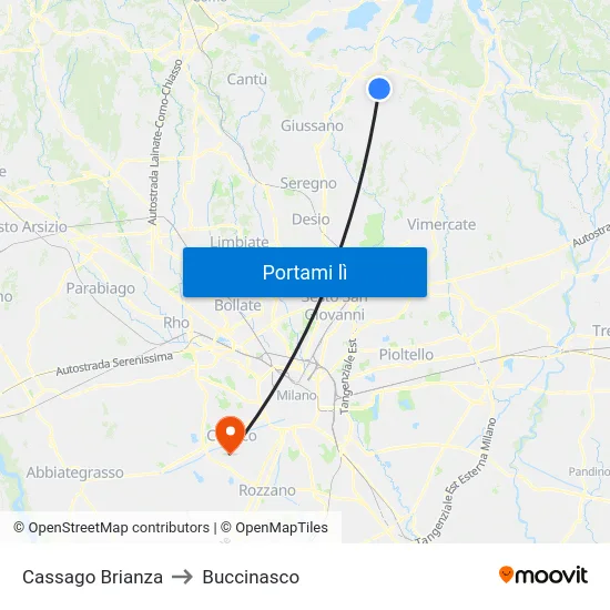 Cassago Brianza to Buccinasco map