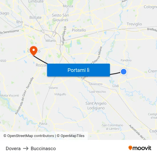 Dovera to Buccinasco map