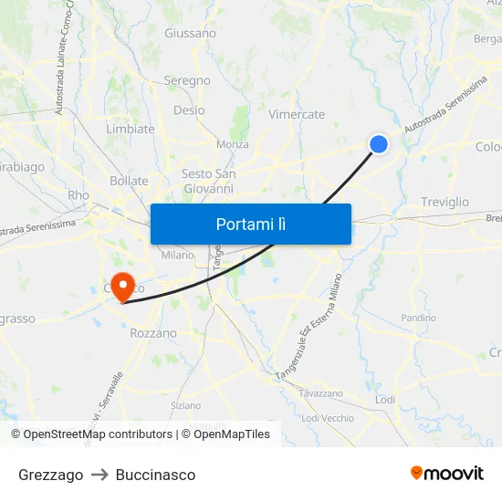 Grezzago to Buccinasco map