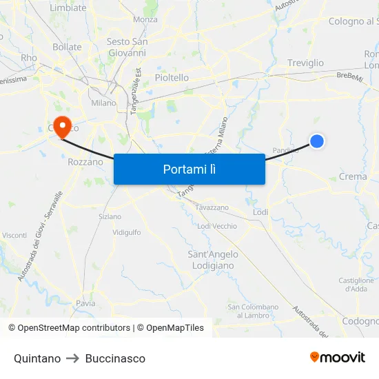 Quintano to Buccinasco map