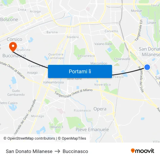 San Donato Milanese to Buccinasco map