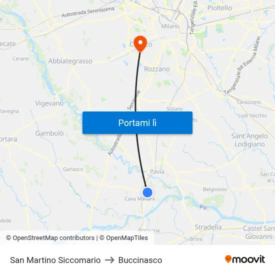 San Martino Siccomario to Buccinasco map