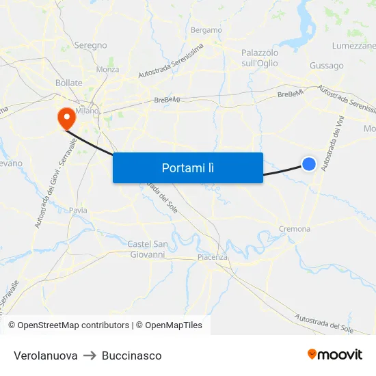 Verolanuova to Buccinasco map