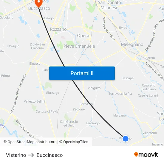 Vistarino to Buccinasco map