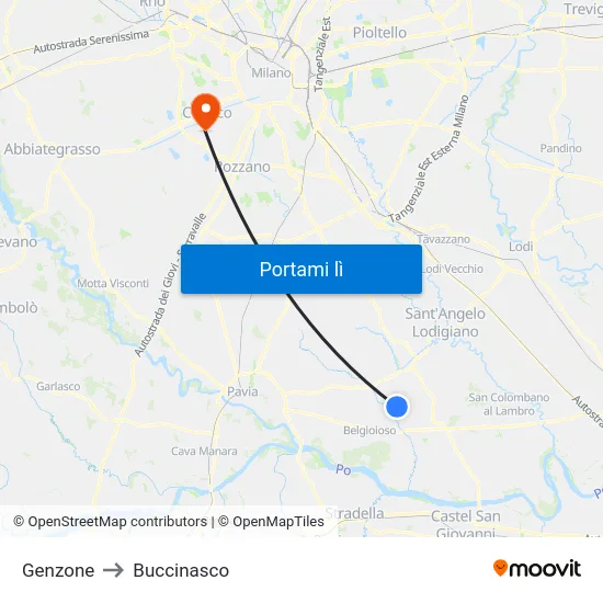 Genzone to Buccinasco map
