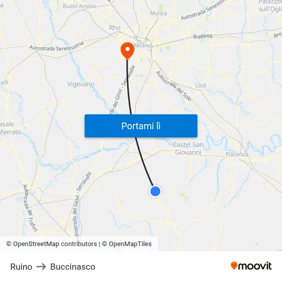 Ruino to Buccinasco map