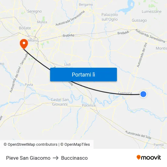 Pieve San Giacomo to Buccinasco map