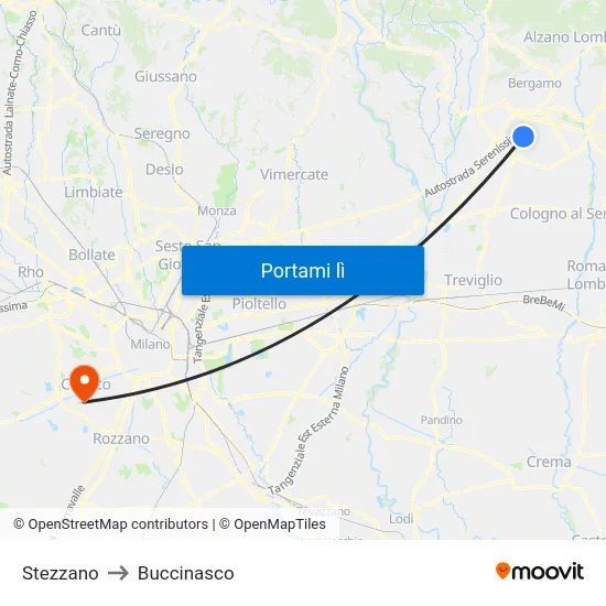 Stezzano to Buccinasco map