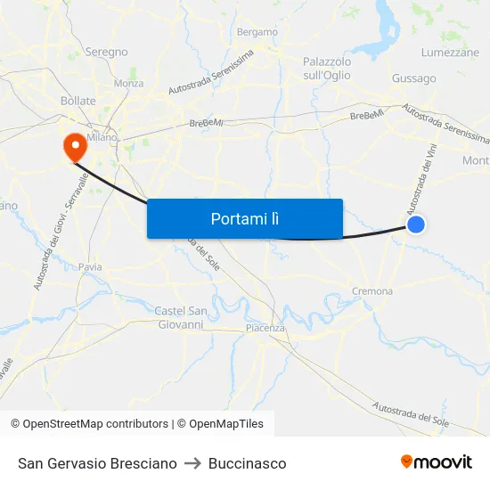 San Gervasio Bresciano to Buccinasco map