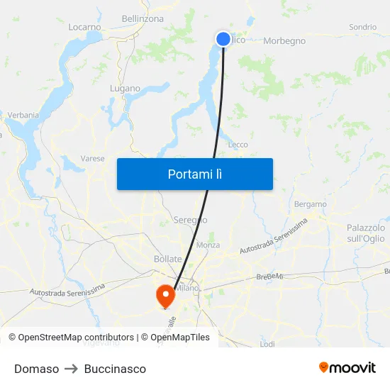 Domaso to Buccinasco map