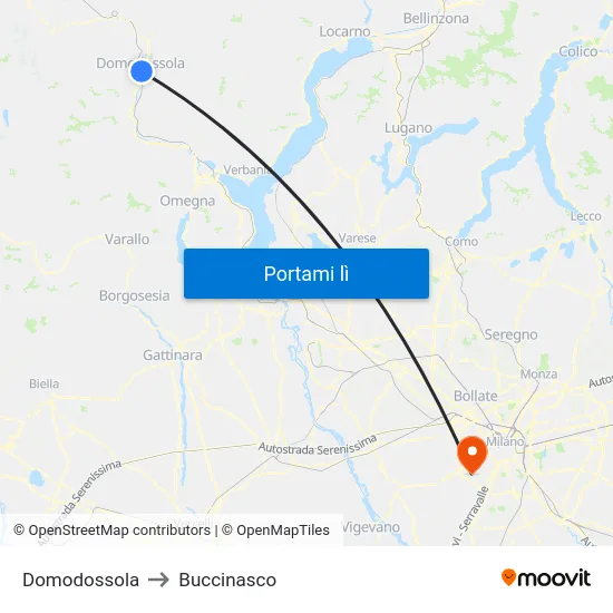 Domodossola to Buccinasco map
