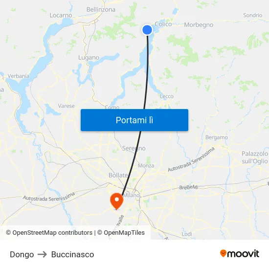 Dongo to Buccinasco map