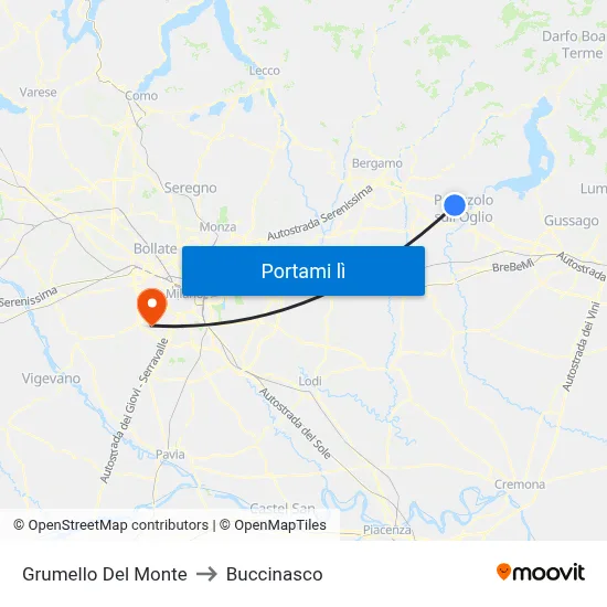 Grumello Del Monte to Buccinasco map