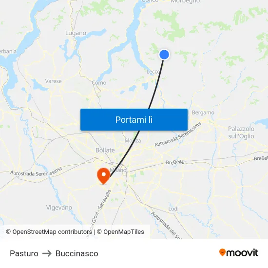 Pasturo to Buccinasco map