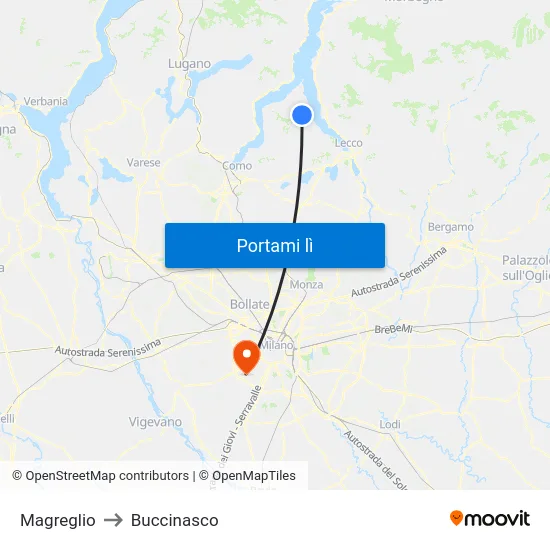 Magreglio to Buccinasco map
