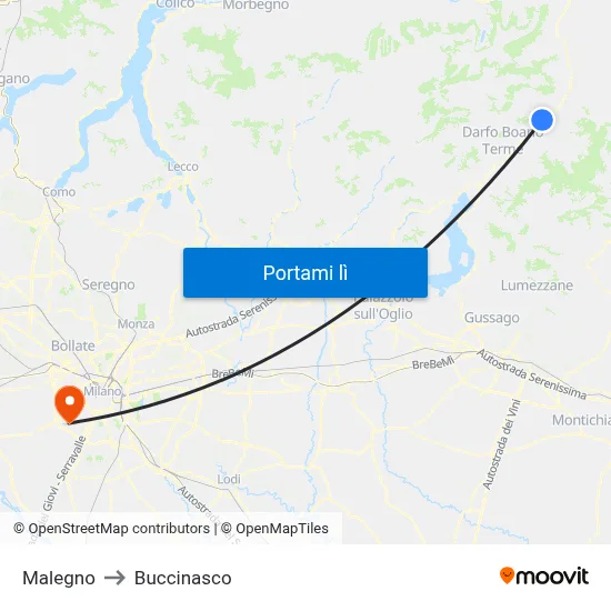 Malegno to Buccinasco map