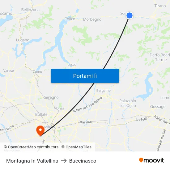 Montagna In Valtellina to Buccinasco map