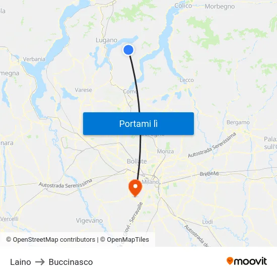 Laino to Buccinasco map