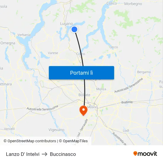 Lanzo D' Intelvi to Buccinasco map