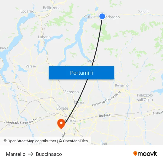 Mantello to Buccinasco map