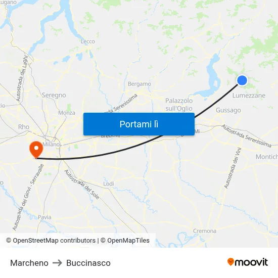 Marcheno to Buccinasco map