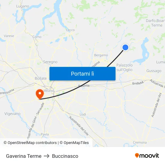 Gaverina Terme to Buccinasco map