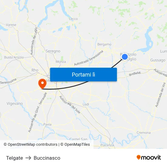 Telgate to Buccinasco map