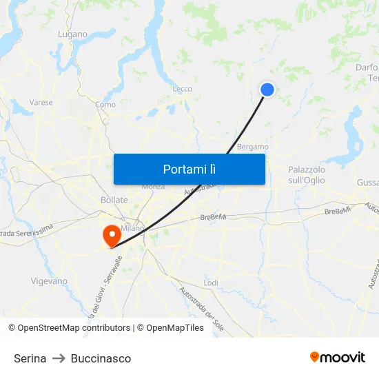 Serina to Buccinasco map