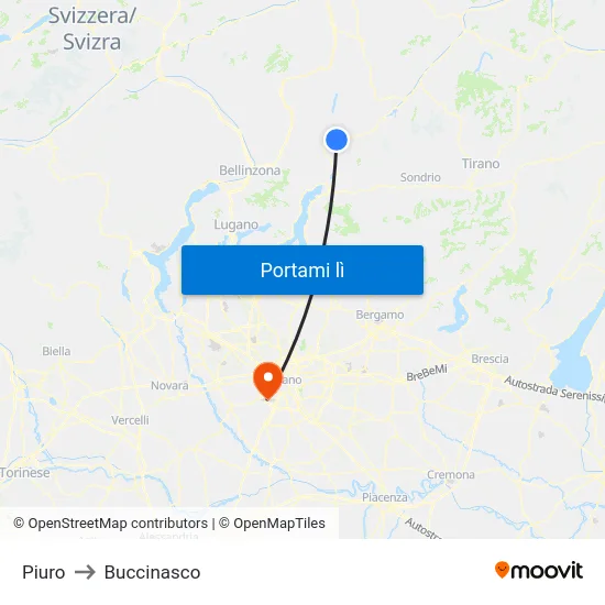 Piuro to Buccinasco map