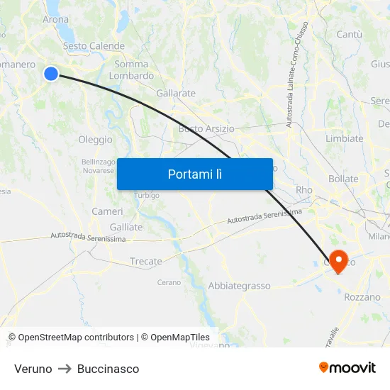 Veruno to Buccinasco map