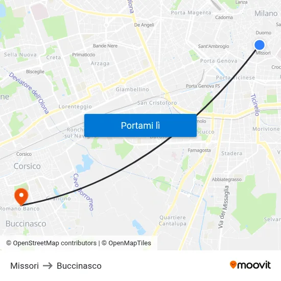 Missori to Buccinasco map