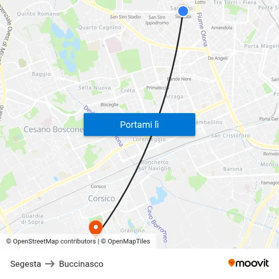 Segesta to Buccinasco map