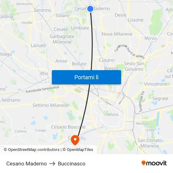Cesano Maderno to Buccinasco map