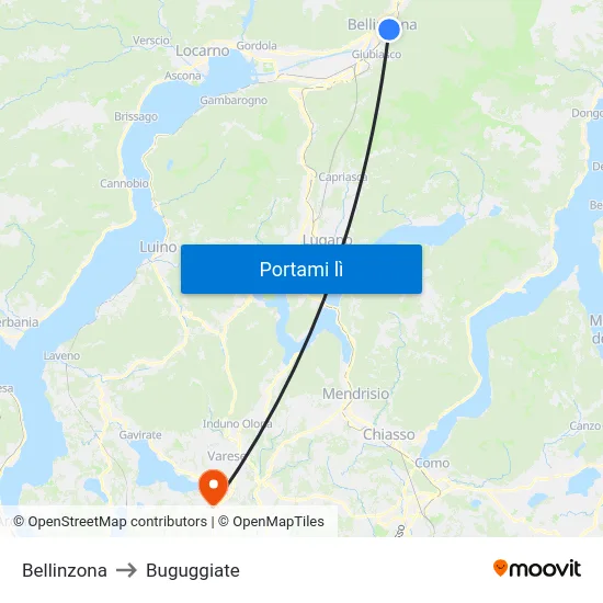 Bellinzona to Buguggiate map