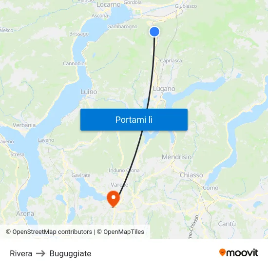 Rivera to Buguggiate map