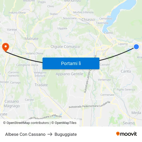 Albese Con Cassano to Buguggiate map