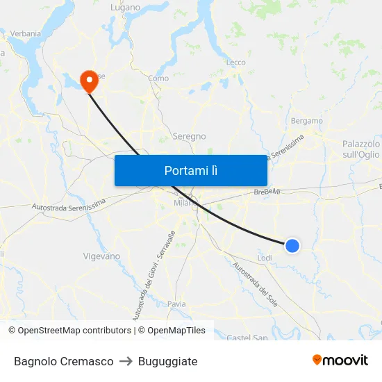 Bagnolo Cremasco to Buguggiate map