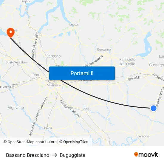 Bassano Bresciano to Buguggiate map
