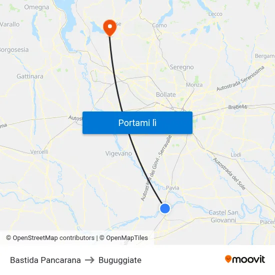 Bastida Pancarana to Buguggiate map
