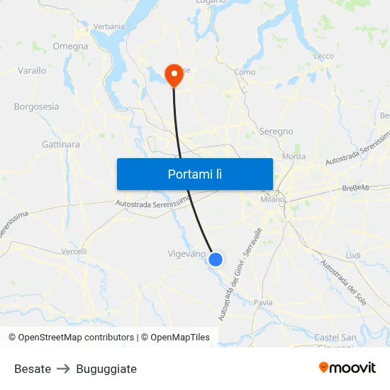 Besate to Buguggiate map