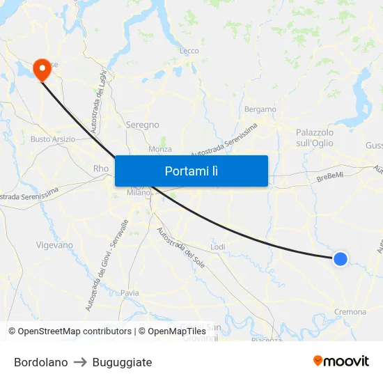 Bordolano to Buguggiate map