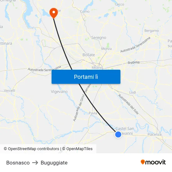 Bosnasco to Buguggiate map