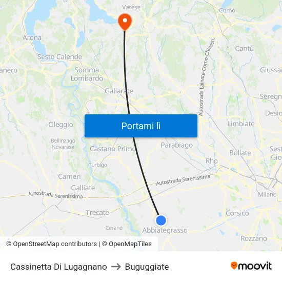 Cassinetta Di Lugagnano to Buguggiate map