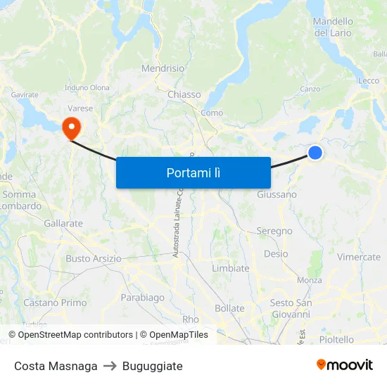 Costa Masnaga to Buguggiate map