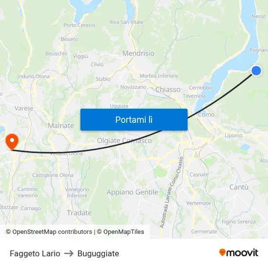 Faggeto Lario to Buguggiate map