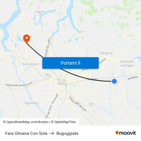 Fara Olivana Con Sola to Buguggiate map