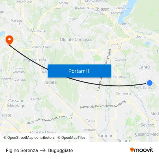 Figino Serenza to Buguggiate map