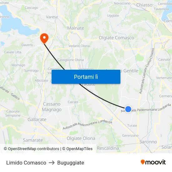 Limido Comasco to Buguggiate map